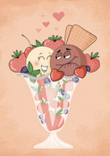 Doux sentiments dans un sundae amoureux